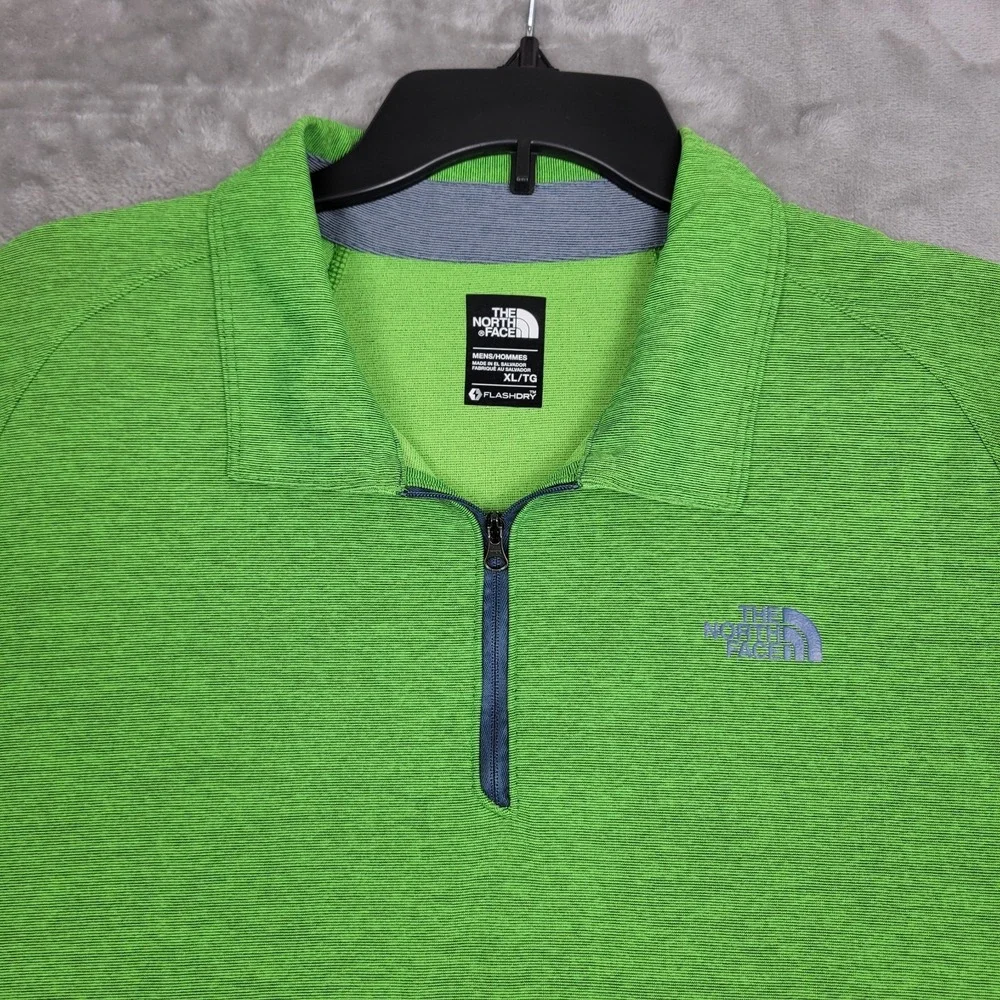 The North Face FlashDry Men's XL 1/4 Zip Short Sleeve Green Heather Polo Shirt